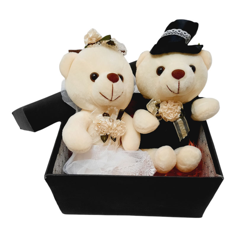 باکس هدیه خرس دوقلو عروس داماد | مودی کالا